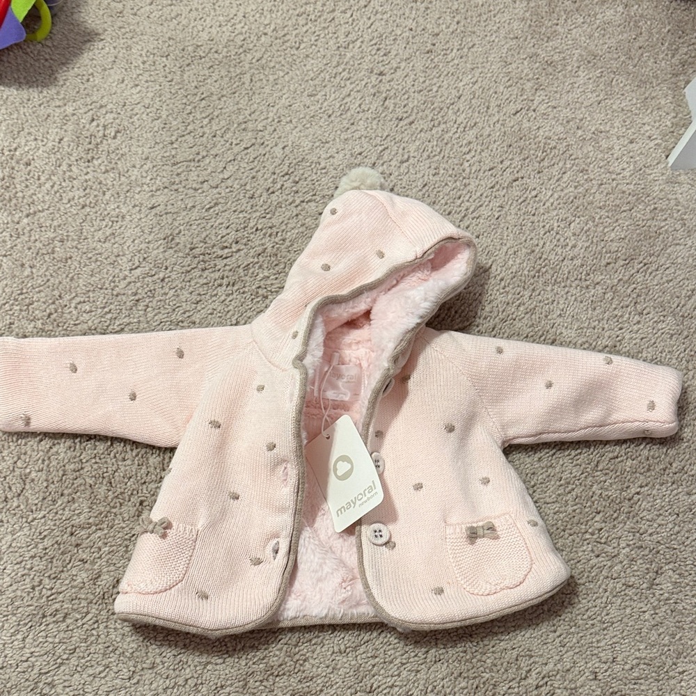 Mayoral Light Pink Baby Jacket with Hood